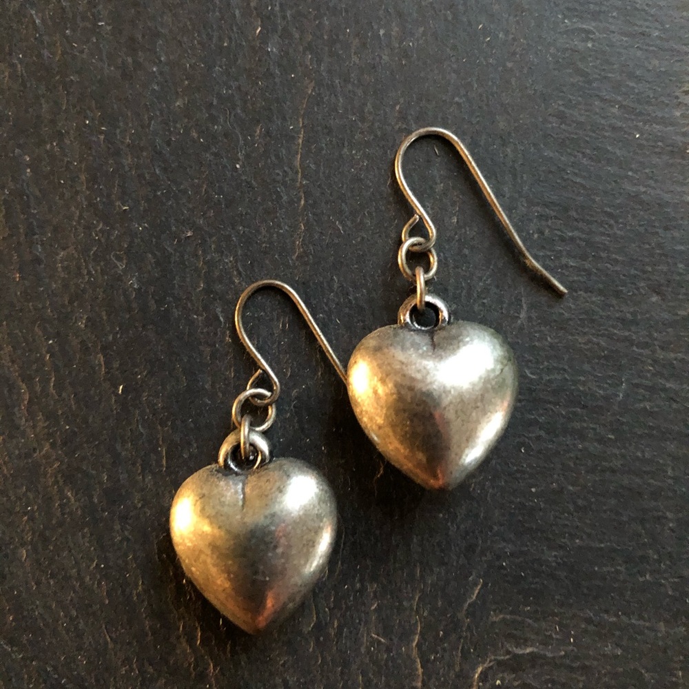Tiny silver heart earrings